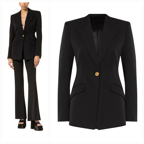 Versace Medusa Black Single Button Jacket Size 38 NWT - Picture 1 of 13